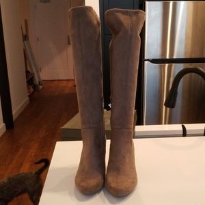 Knee high faux suede boots